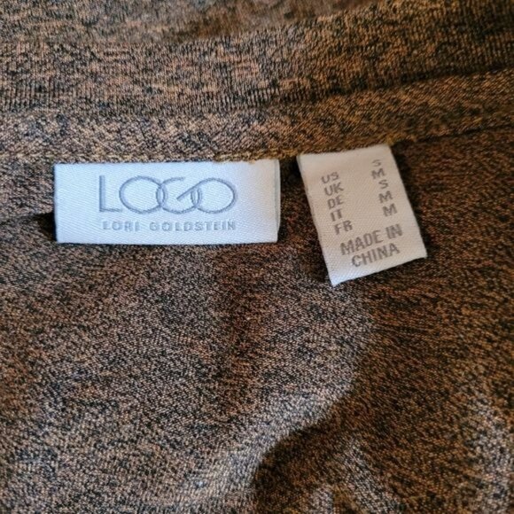 LOGO Lori Goldstein Fall Top Brown Floral Print Chiffon Trim Small - Picture 8 of 8